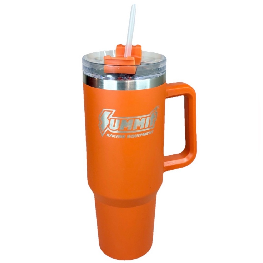 Summit Racing Tumbler Stainless Steel 40oz Orange Travel Cup With Straw